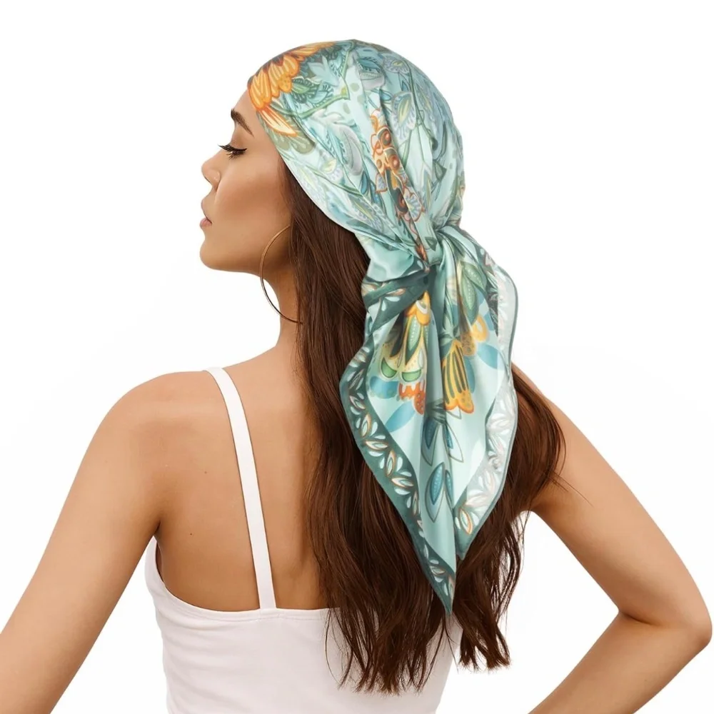 Women Head Hair Scarf Like Satin Silk Scarf Sleeping Hair Wrapping Night 27.5" - Picture 1 of 7